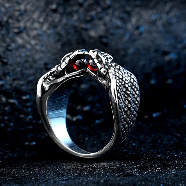 Retro Mens Rings 316L Stainless Steel For Male Boyfriend Biker Jewelry Golden Blue CZ Crystal Stones Skull Eagle Ring 2021 New Custom Color