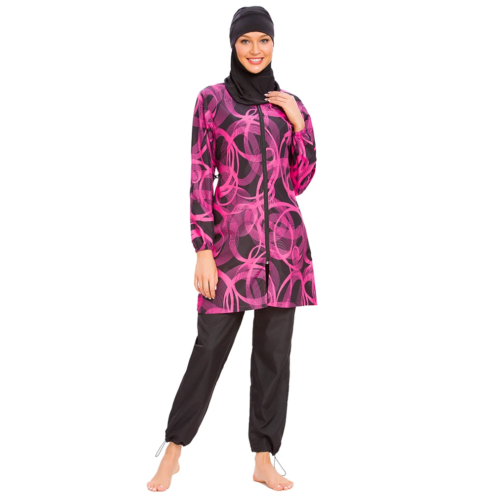 DROZENO мусульманский купальный костюм из 3 предметов с цветочным принтом, мусульманский купальный костюм для женщин размера плюс, купальный костюм, одежда для серфинга, спортивная одежда, Буркини, S-3xl