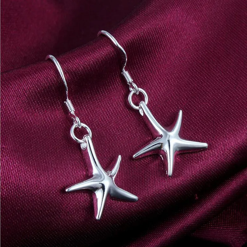 Модные новые пятиконечные звезды звезда форма посеребренные серьги темперамент женский ювелирный подарок выбор прямых продаж