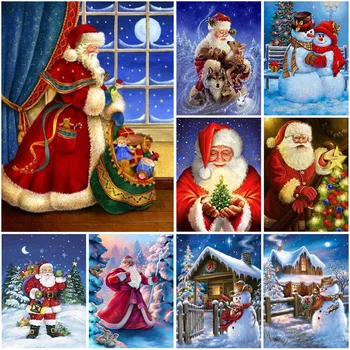 

DIY 5D Diamond Painting Santa Claus Christmas Gift Full Round Snowman Diamond Embroidery Cross Stitch Home Decor