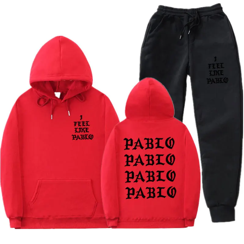 Уличная одежда I Feel Like Pablo, комплект с капюшоном, спортивный костюм для мужчин, комплекты тепловой спортивной одежды, толстовки и штаны, Повседневная Толстовка, спортивный костюм