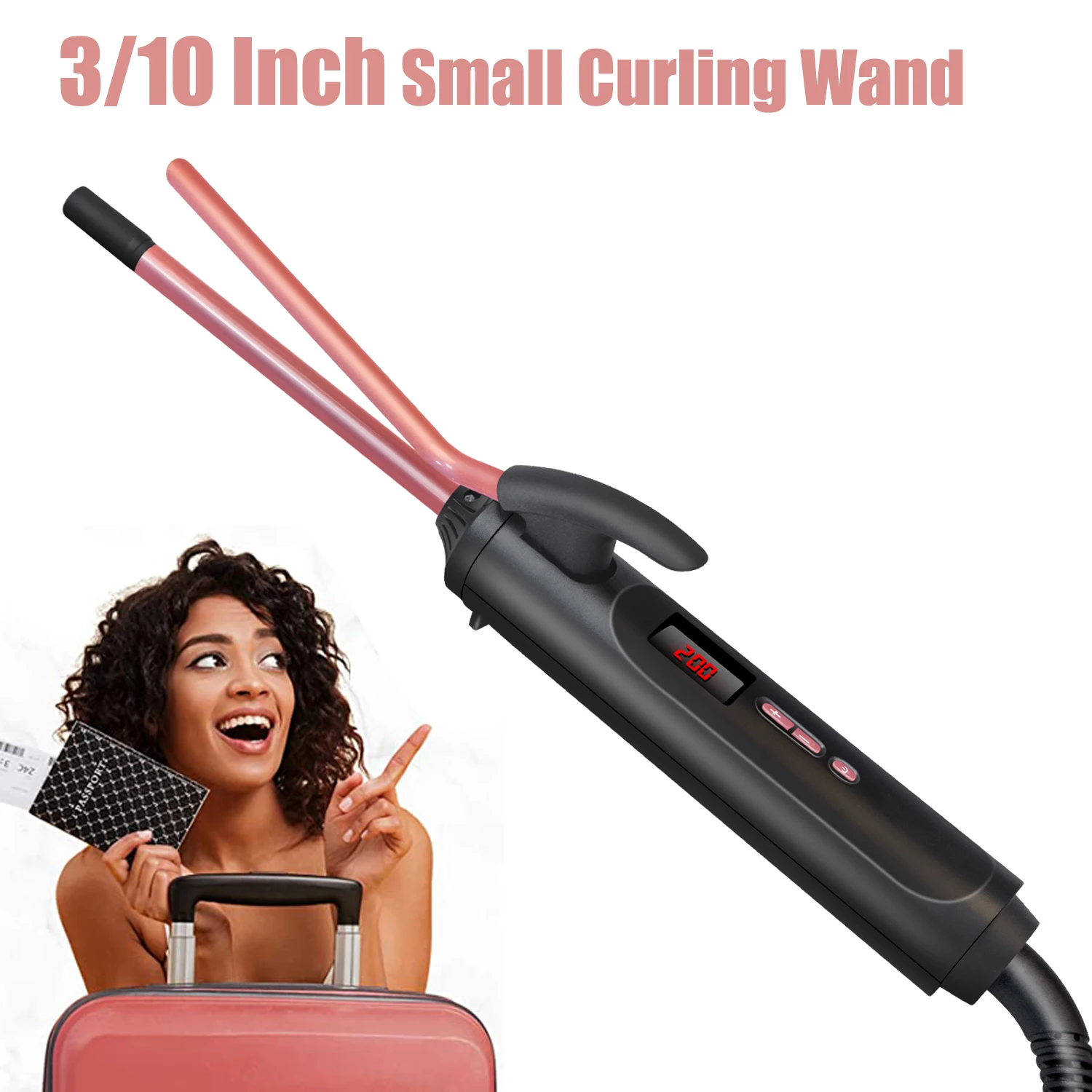 3/10 Inch Small Curling Wand Ceramic Barrel Hair Curler Men Beard ...
