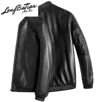 

Sheepskin Men's Real Coat Bomber Genuine Leather Jacket Men Short Chaqueta Cuero Hombre DK020 KJ2112