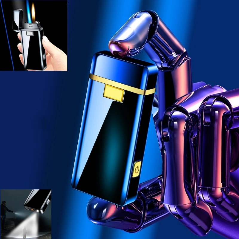 

Metal Grinding Wheel Double Fire Lighter Conversion Inflatable Lighter Windproof Blue Flame Torch Lighting Cigarette Lighter