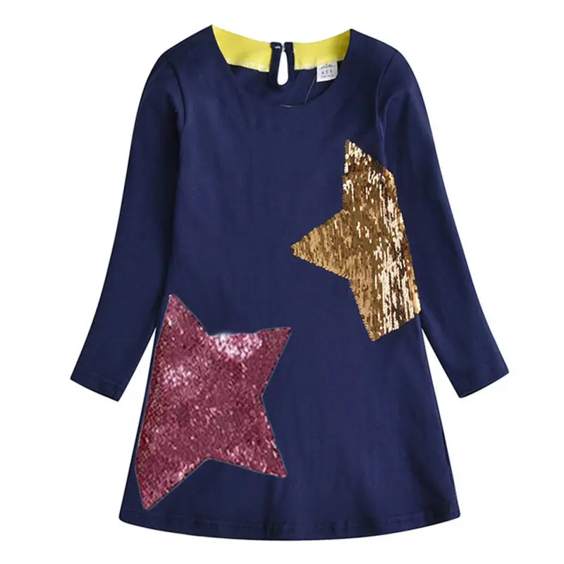 Платье для девочек Dxton, детский костюм принцессы для рождественских праздников, повседневное зимнее платье для девочек 2–8 лет, LH3660 - Цвет: RELH777NAVY