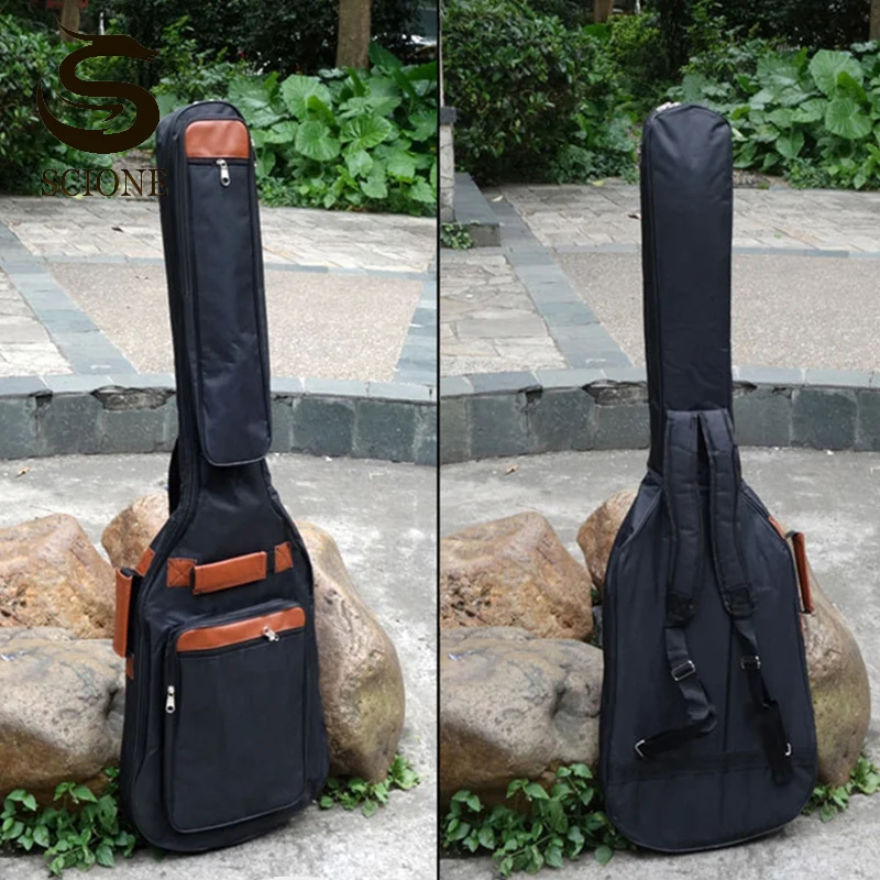 Electric Bass Guitar Bags 600D Waterproof Acoustic Guitar 8mm Thichen Padded Cover Shoulder Straps Black Gig Handbags XA261M
