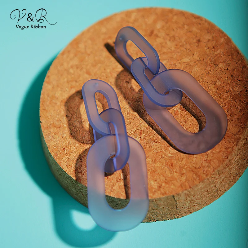 925 Sterling silver post drop earring, acrylic link, matte surface. fashion jewelry for girl  (4)