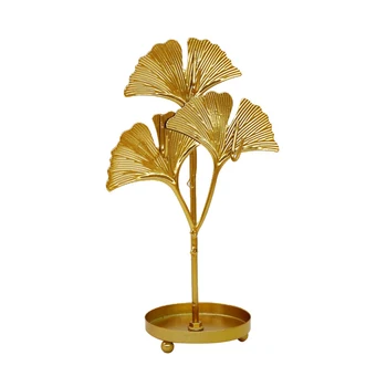 

Hooks Mini Earring Necklace Metal Storage Rack European Style Bedroom Leaves Shape Multifunctional Jewelry Stand Display Holder