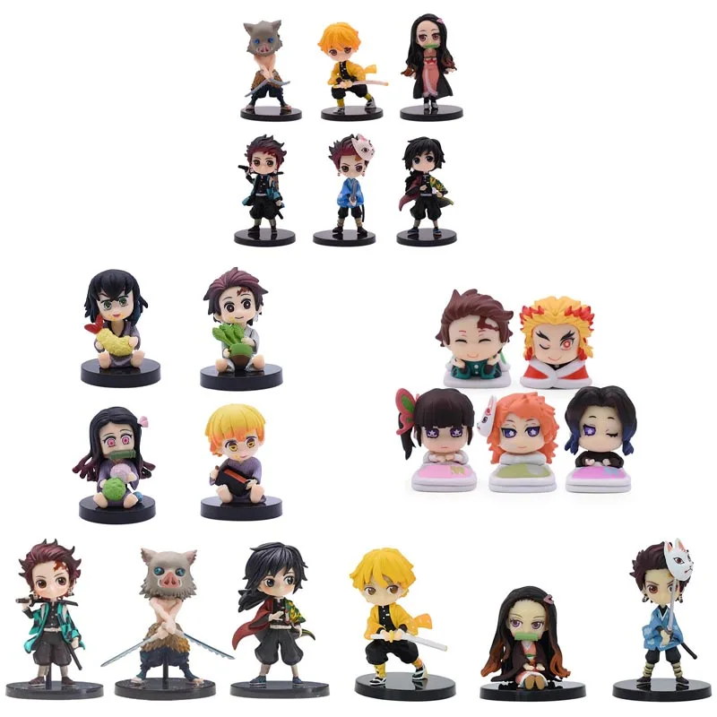 

4-8CM Demon Slayer Kimetsu no Yaiba Figure Tomioka Giyuu Hashibira Inosuke Anime Action Figure Model Toys 3-6PCS/Set