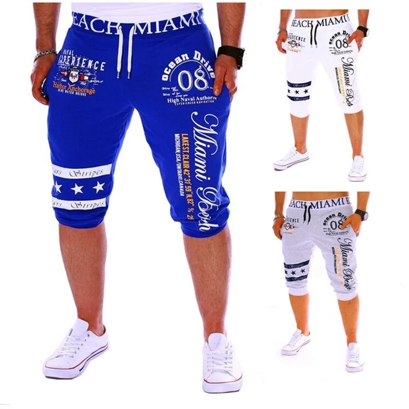 

ZOGAA Cargo Shorts Summer Men Letter Printed Casual Men Short Knee-length Pants Men Streetwear Drawstring Pockets Hip Hop Shorts