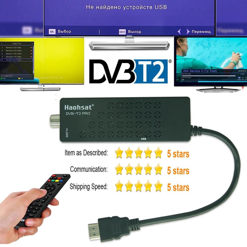Приемник Haohsat поддерживает итальянский российский DVB T2 PRO ТВ цифровой приемник H.265