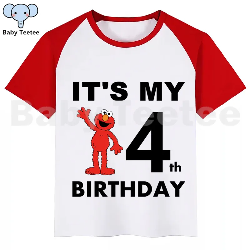 Детская футболка с принтом «Улица Сезам», «печенье», «монстры», «День рождения», «номер», Забавный топ для девочек, Harajuku, футболка с круглым вырезом и короткими рукавами для мальчиков