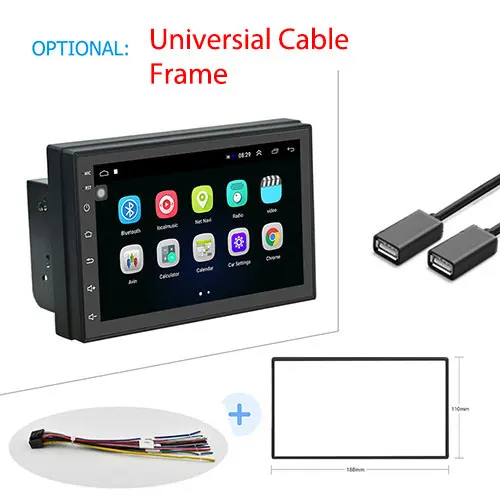 With Frame LeeKooLuu " мультимедийный плеер 2din Автомагнитола Android gps навигация Авторадио Bluetooth wifi MirrorLink радио Stero 1+ 16G аудио - Цвет: With Frame