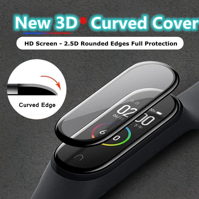 3D Screen Protector for xiaomi mi band 5 6 4 Film Full Curved Edge Scratch-resistant xiomi band4 | Электроника