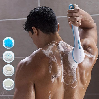 

Creative 5In1 Long Handle Electric Bath Shower Brush Spin Spa Massage Body Clean Water Resistant Scrub Health Care Tool