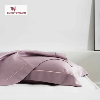 

SlowDream Pillowcase Home Bedding Pillow Cover Bedclothes Purpel 100% Pure Natural Silk Fabric Home Textiles Pillow Cover 48x74