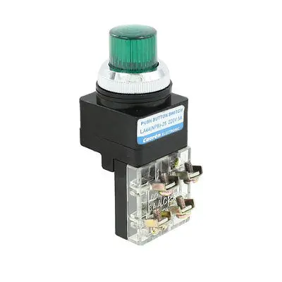 

AC 220V 5A Panel Mounted NPB-25 Green Round Cap Momentary Push Botton Switch