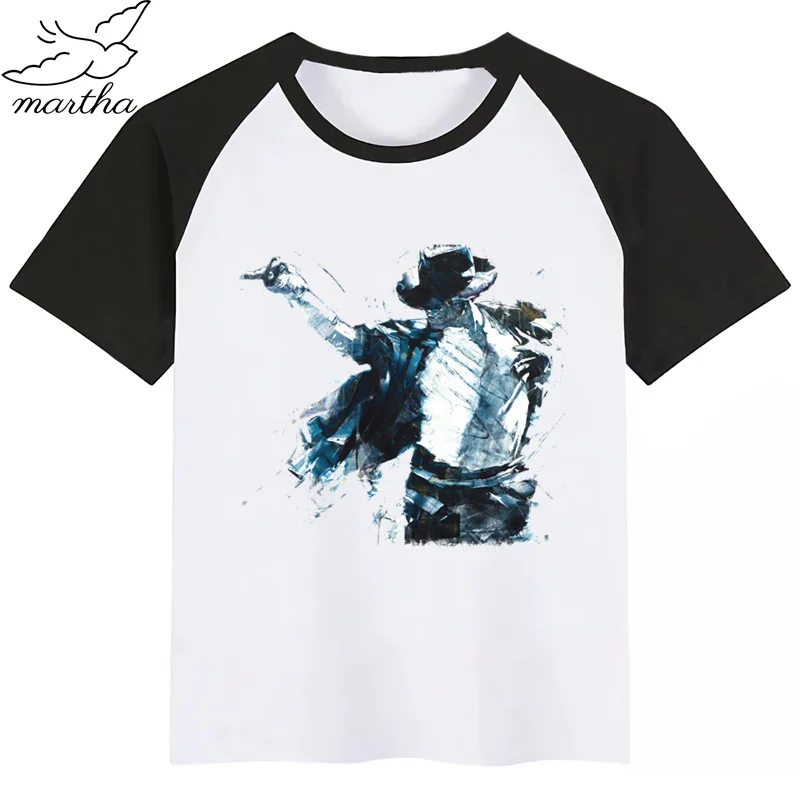 Майкл Джексон MJ The King of The Pop/футболка для маленьких мальчиков и девочек топ для маленьких мальчиков, Детская футболка с принтом, Забавные футболки Летние футболки с короткими рукавами
