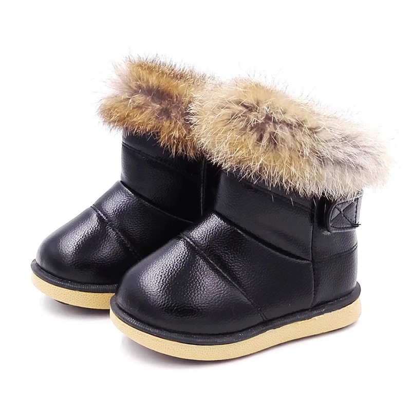2019 Baby Snow Boots for Girls Boys Winter Boots Baby Rabbit Fur Warm Plush Winter Shoes Kids Warm Cotton Shoes Boots
