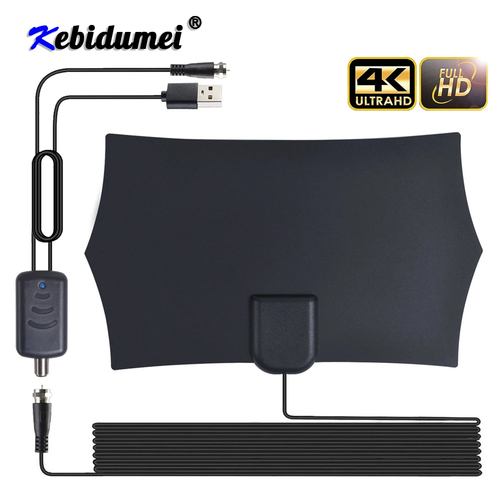 Kebidumei 1080P Цифровая телевизионная Флешка 300 Mile Range HD 4K ТВ антенна цифровой Внутренний, HDTV приемник сигнала усилитель для VHF UHF