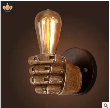 Fist resin bedroom bedside decorative wall lamp LOFT retro creative restaurant bar corridor wall lamp lighting - Цвет абажура: B