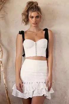 

Top Quality Celebrity White Fashion Sexy Lace 2 Pieces Set Dress Party Cute Dress