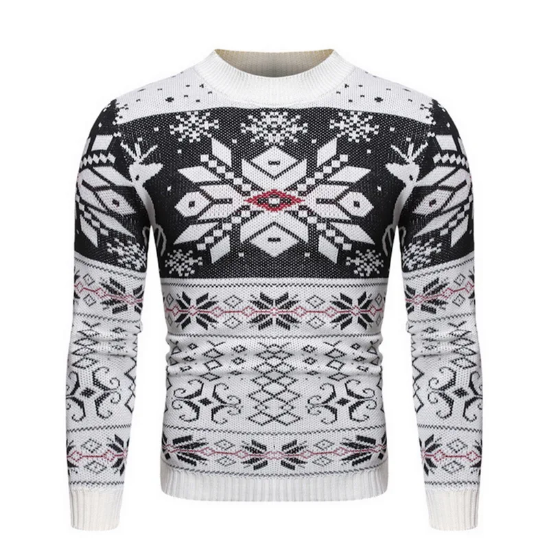 WENYUJH мужской Рождественский свитер, осенний зимний пуловер с круглым вырезом и принтом, вязаный джемпер, свитера, Повседневная тонкая мужская одежда