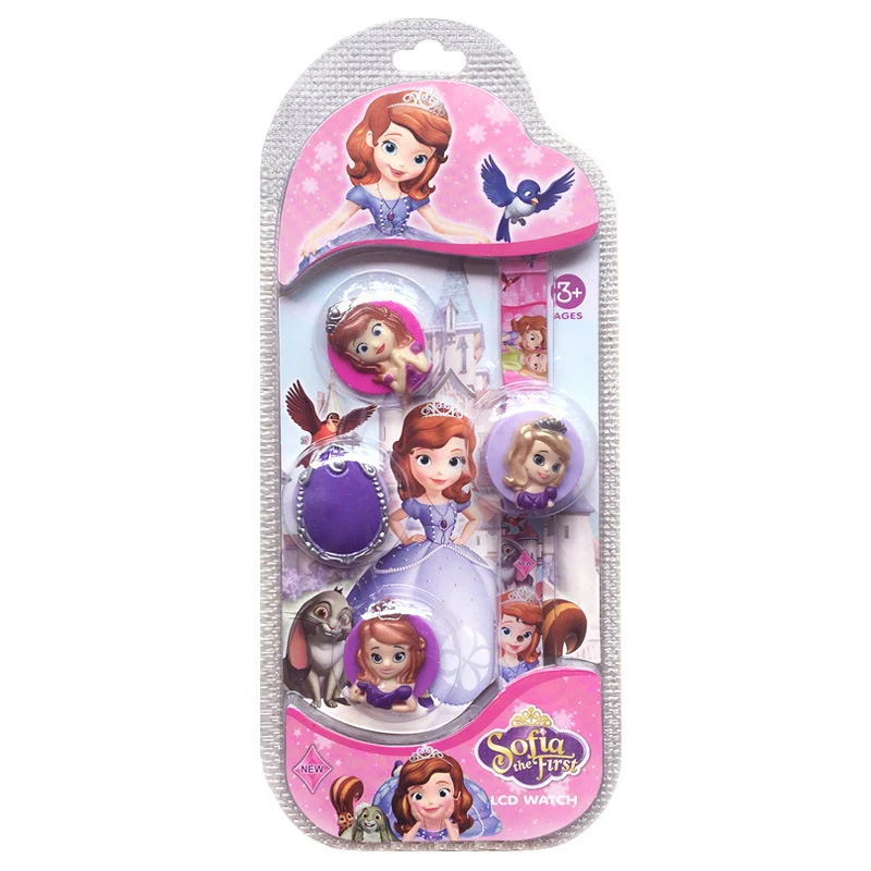 Disney Princess Fold Children's Electronic Watch Four Dolls Change Their Heads To Cover Cartoon Toy 