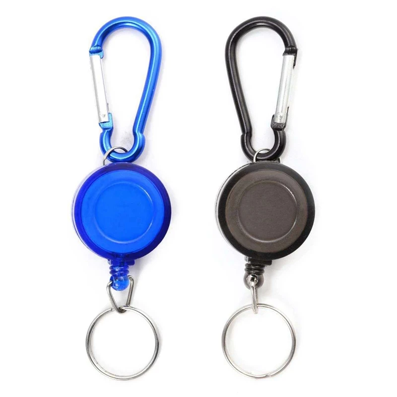 ELOS-2Pcs Лот 1 держатель для бейджа Держатель Для Ключей Выдвижной карабин Зажим для ремня ID держатель для карт-синий и черный