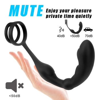 Silicone Anal Plug Butt Delay Ejaculation Ring Waterproof Massager Stimulator Sex Toy for Men Male Prostate Massage Vibrator 3