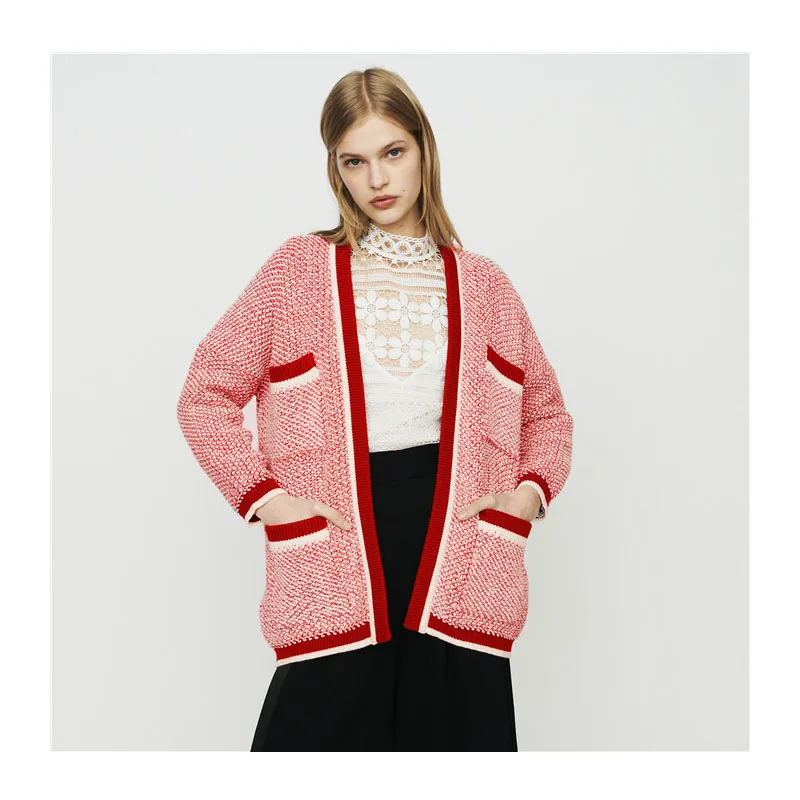 ^*Best Offers AEL Hit Color Wool Blend Patchwork Loose Knitted Sweater Thick Female Pocket Cardigan Warm Women Coat Autumn Winter 2019