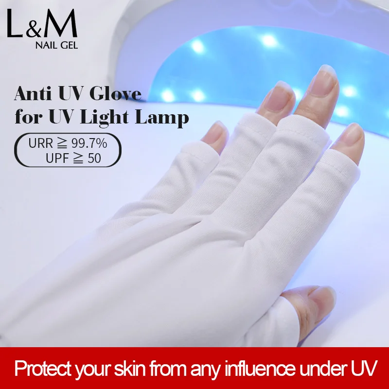 White Anti UV Glove Nail Dryer Used Hand Protection Manicure Open Toed