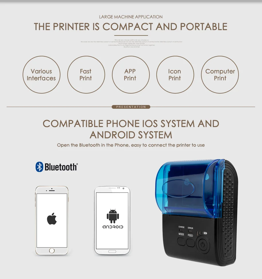 NT 1805LD 58 мм Мини Портативный Bluetooth термопринтер для Andriod POS системы|Принтеры| |