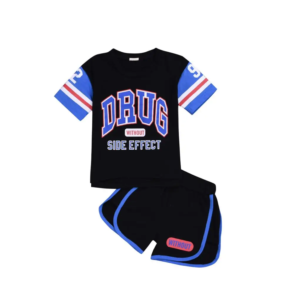 Детские спортивные часы для мальчика и девочки, комплект одежды, детская летняя повседневная футболка, костюм Футбольная форма, баскетбольная детская одежда с надписями