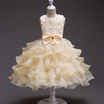 

4-10T Girls Wedding Dress Baby Summer Children Clothes Kids Party Clothing for Girl's Princess Birthday Long Dress Ball Gown Bow