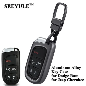 

1pc SEEYULE Aluminum Alloy Car Key Shell Styling Key Case Cover Protector Organizer Accessories for Jeep Cherokee Dodge RAM