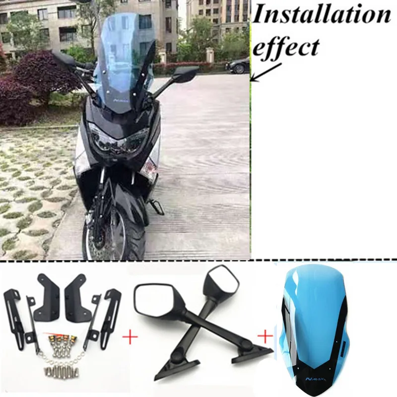 A mirror blue20 Модифицированный мотоцикл nmax Регулируемый pc лобовое стекло ветровое стекло дефлектор ветровые экраны щит для YAMAHA nmax155 nmax 155 - Color: A mirror blue20