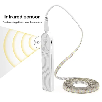 

PIR Wireless Night Light Motion Sensor Activated LED Light Strips 1M/2M/3M Wardrobe Night Light USB/Battery Cabinet Stairs Light