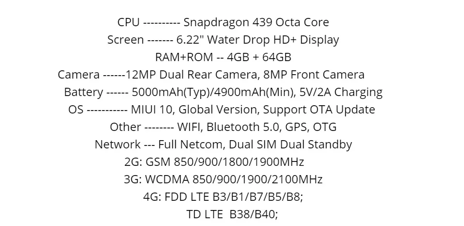 Глобальная версия Xiao Redmi 8 смартфон 4 Гб ОЗУ 64 Гб ПЗУ Snapdragon 439 6,2" 10 Вт Быстрая зарядка 5000 мА батарея мобильного телефона