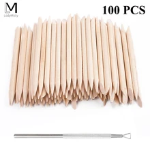 Novo 100 pçs/set 50 pçs/set Laranja Mulheres Lady Double End Nail Art Vara de Madeira Remover Pusher Cutícula Pedicure Manicure Conjunto de Ferramentas(China)