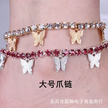 

Creative Man-made Diamond Small Butterfly Pendant Anklet Bracelets Popular Butterfly Element New Style Shiny Foot Ornament
