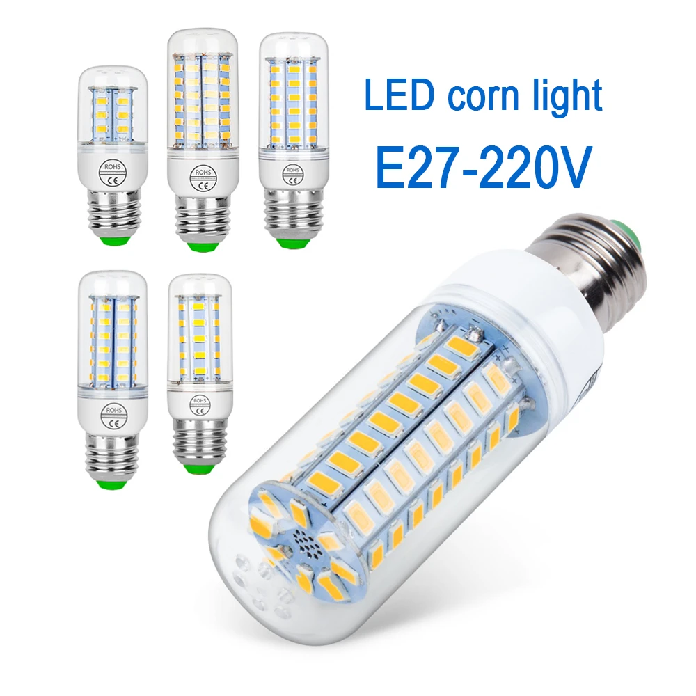 

E27 LED corn Lamp warm cold white LED Bulb SMD5730 220V Corn Bulb 24 36 48 56 69 72 LEDs Chandelier Light For Home Decoration