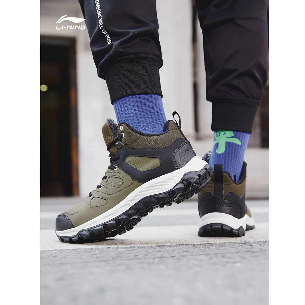 Li-Ning Q4 новые мужские походные ботинки, высокие походные ботинки, теплые классические Прогулочные кроссовки с удобной подкладкой, спортивная обувь AGCM189