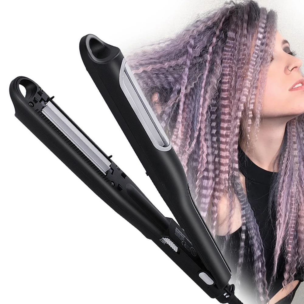 Professional Hair Crimper Curling Iron Wand Ceramic Corrugated Wave Corn  Irons Wave Curler Iron Electric Corrugation Plate Clip - Hair Straightener  - AliExpress