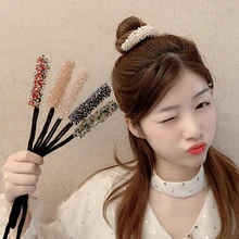 Fashion Crystal Hair Roller Women Girls Ponytail Bun Twist Clip Acetate Banana Hair Curler Headwear Styling Accessories