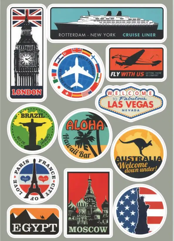 

Hot Sell DIY Personalized Retro Luggage Bicycle Laptop Sticker For Macbook Mac Sticker Decal