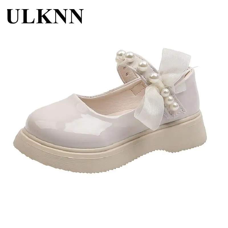 Children's Leather Shoes Rubber Kid's Soft Leather shoes girl's Flat with School Shoes Beading Bow shoe black leather shoes,girls shoes,girls flats