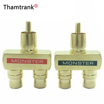 

100Pcs/50pair Copper RCA Audio Y Splitter Plug Adapter 1 Male to 2 Female Gold Plated Connector RCA 3 Way Connector