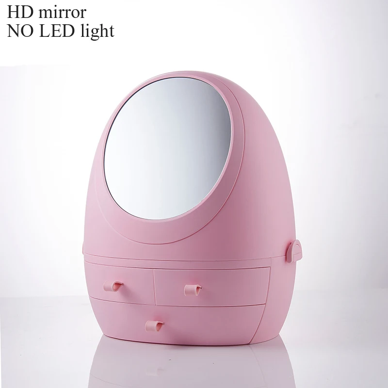 Светодиодный светильник органайзер для макияжа HD зеркальный косметический ящик для хранения переносной креативный косметический ящик съемный Настольный органайзер дропшиппинг - Цвет: HD MirrorPink