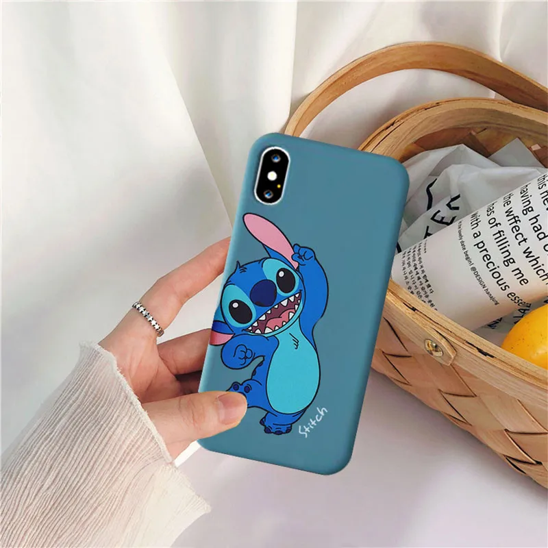 Милый чехол Lilo Stitch для IPhone X, XR, XS, MAX, 7, 8, 6, 6s Plus, мультфильм, Стич, матовый, Imd, мягкий силиконовый чехол для телефона, чехол для Iphone 11